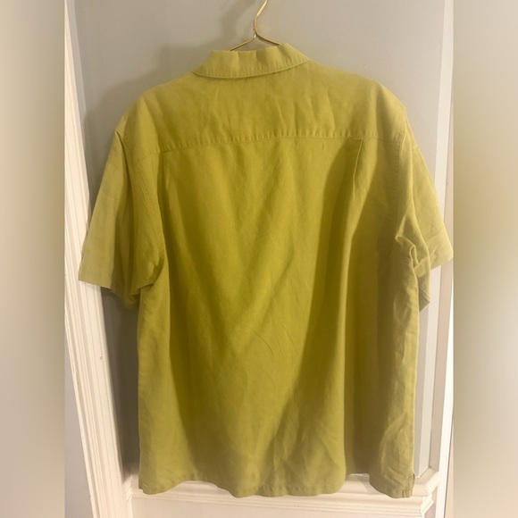 Columbia Men’s XL Short Sleeve Button Down Shirt Yellow Green Ramie Cotton - Picture 4 of 5